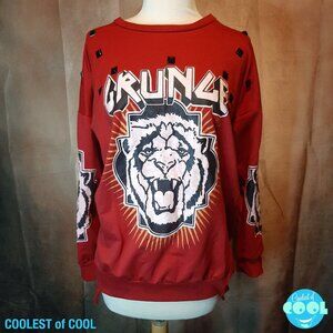 Wildfox Couture womens large pullover Grunge Lion long sleeve shirt with studs